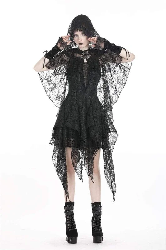 Huge Discounts Women's Goth Floral Lace Hooded Cape
