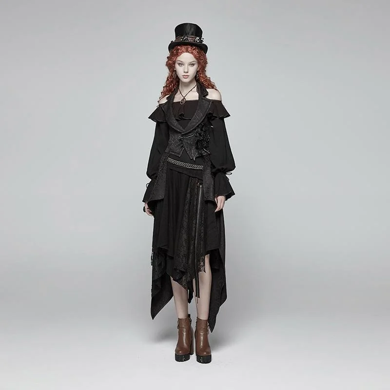 Discount Deals Women's Goth High-Low Backless Embroidered Vest