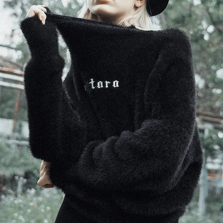 Fantastic Deals Women's Goth Sloping Shoulder Mohair Sweater