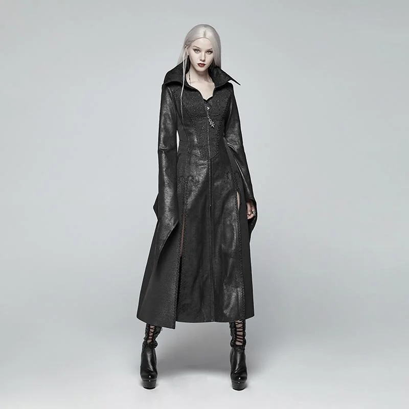 Blowout Deals Women's Goth Witch Overcoat With Flare Sleeves