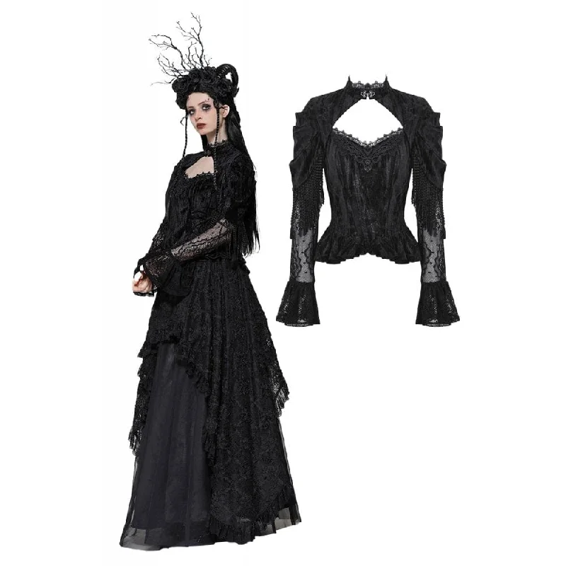 Savings Event Women's Gothic Cut-out Lace Long Sleeved Shirt