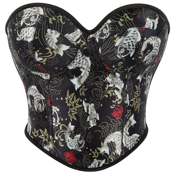 Bargain Prices Women's Gothic Fish Pattern Lace-up Overbust Corset