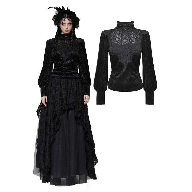 Act Fast Women's Gothic Floral Lace Long Sleeved Shirt