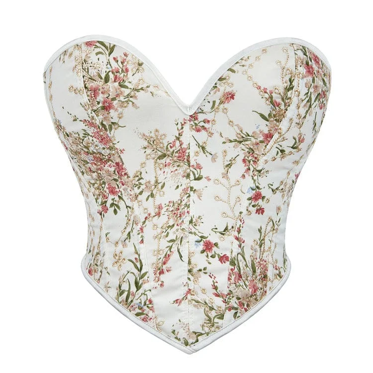 Daily Deals Women's Gothic Floral Printed Boned Overbust Corset