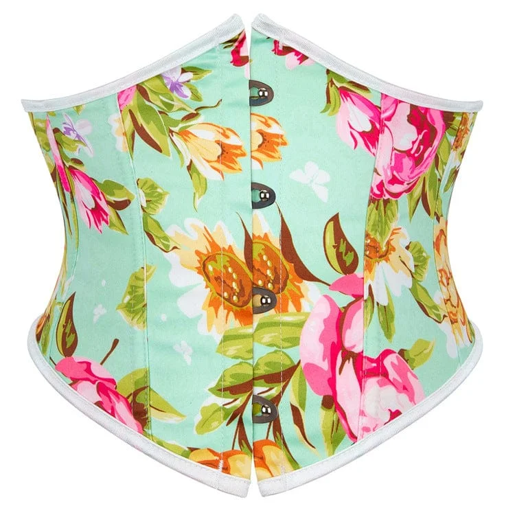 Factory Direct Sale Women's Gothic Floral Printed Boned Underbust Corset