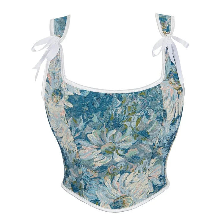 Price Fest Women's Gothic Floral Printed Lace-up Overbust Corset