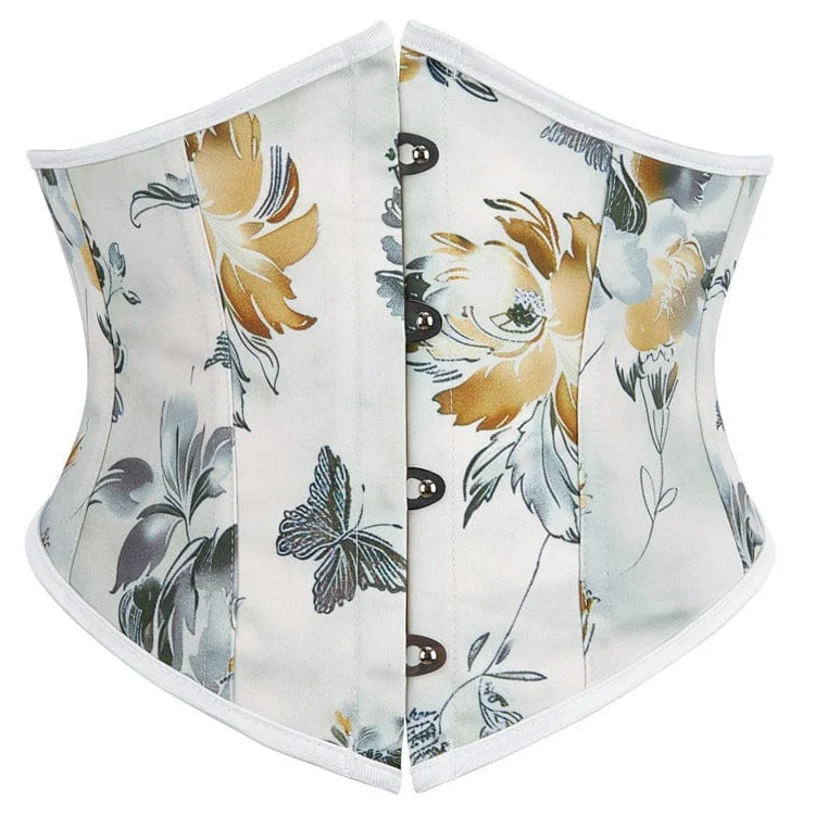 Crazy Deals Women's Gothic Floral Printed Lace-up Underbust Corset