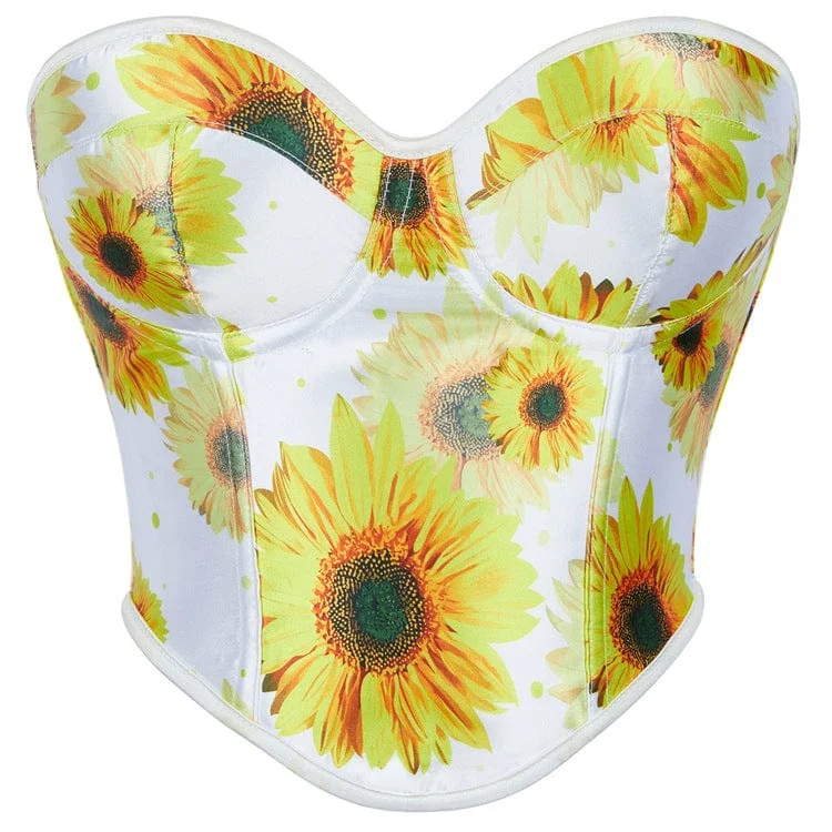 Major Savings Women's Gothic Floral Printed Steel Boned Overbust Corset