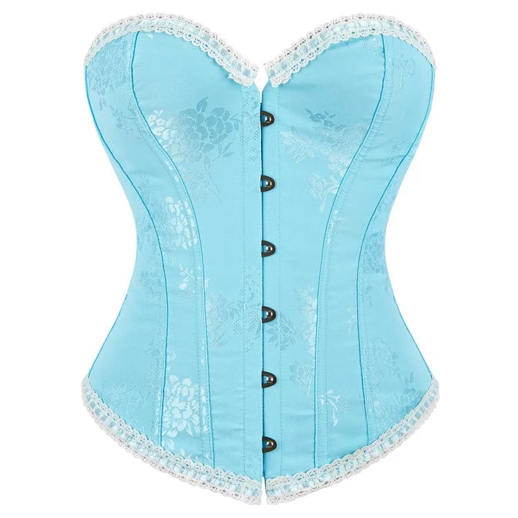 Deal Zone Women's Gothic Jacquard Lace Hem Lace-up Overbust Corset