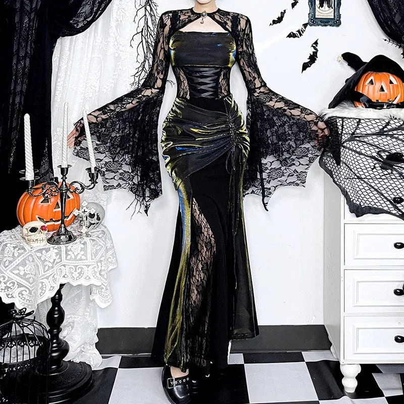 Markdown Madness Women's Gothic Lace Batwing Long Sleeved Cape