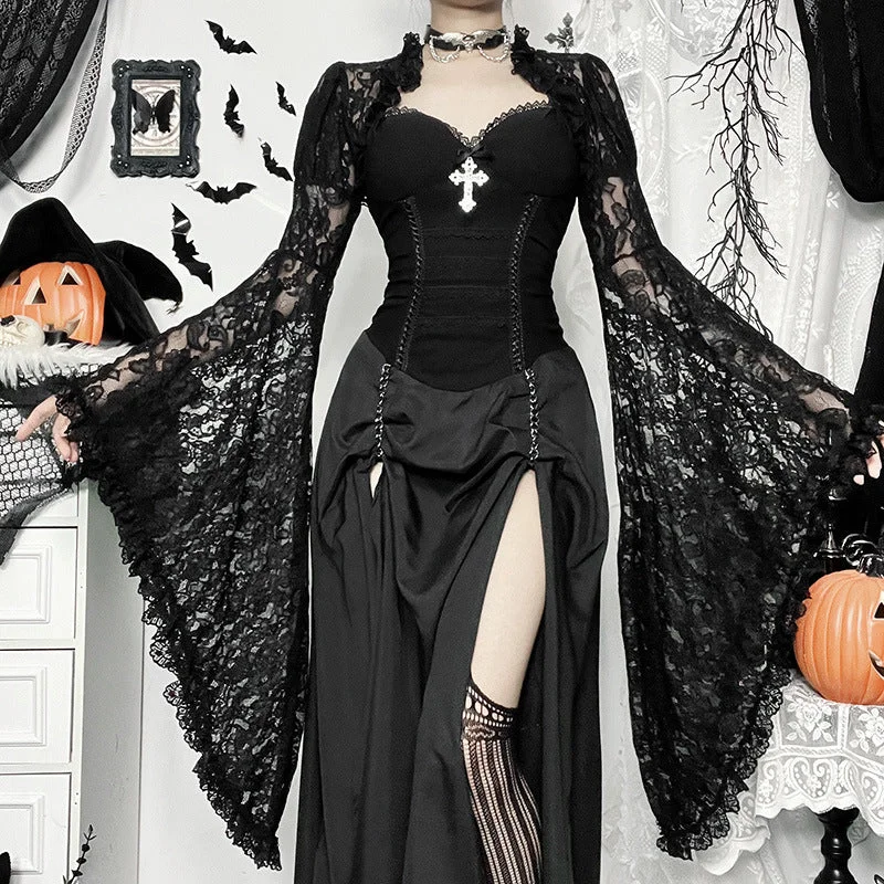 Limited Quantity Women's Gothic Lace Toned Horn Sleeved Cape