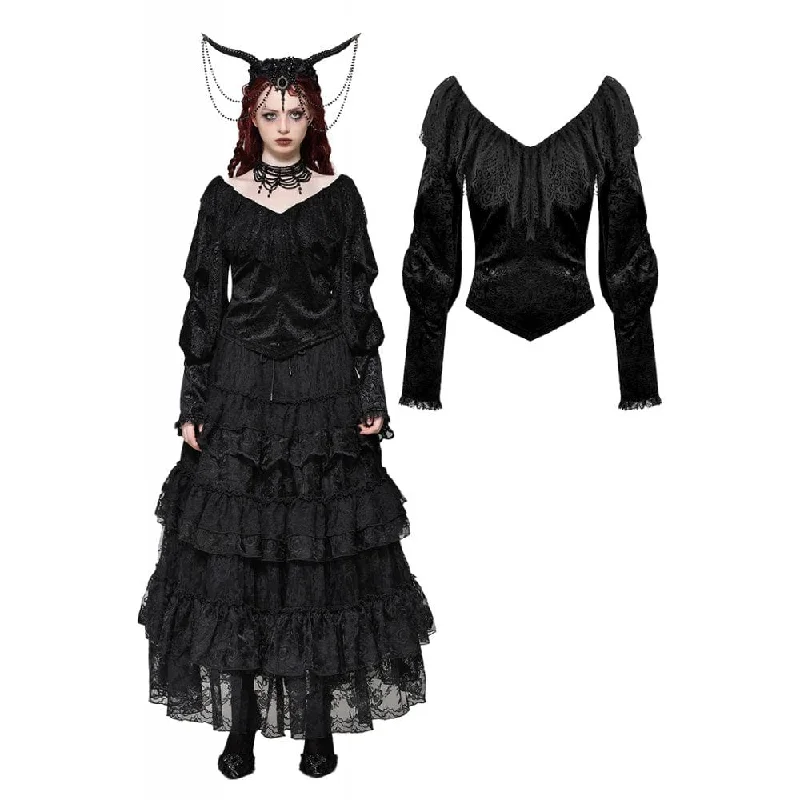 Bargain Prices Women's Gothic Lace Velvet Long Sleeved Shirt