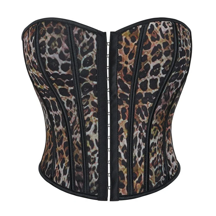 Customer Appreciation Sale Women's Gothic Leopard Printed Lace-up Overbust Corset