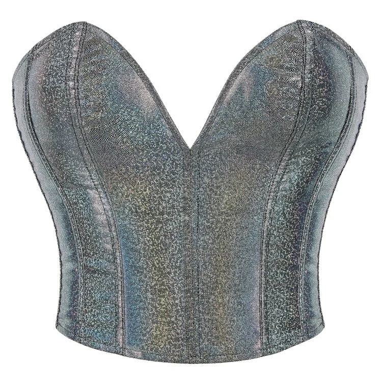 Early Access Women's Gothic Plunging Sequin Lace-up Overbust Corset