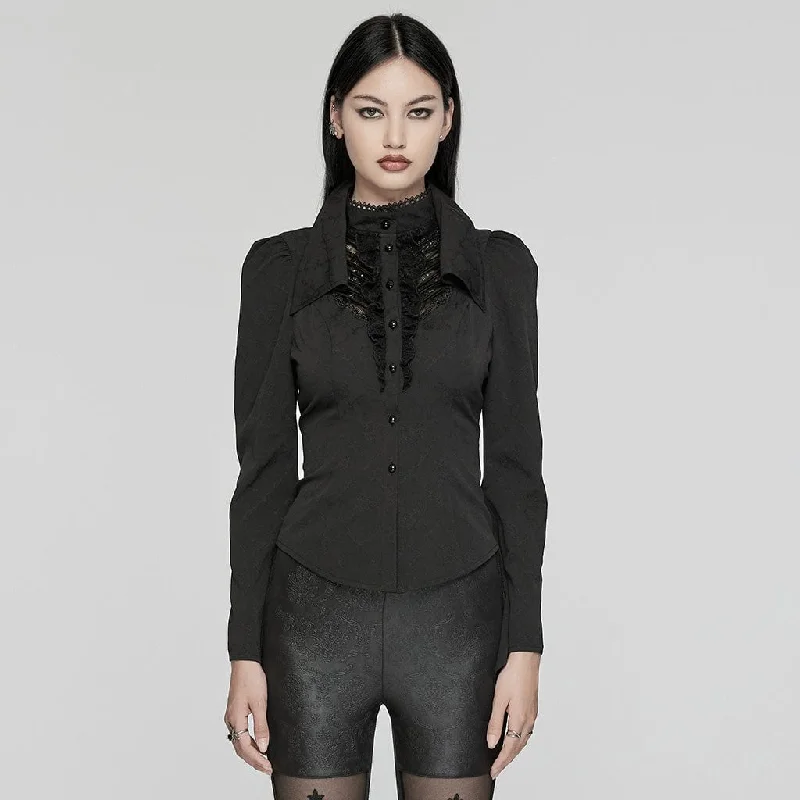 Exclusive Access Women's Gothic Puff Sleeved Lace Splice Shirt