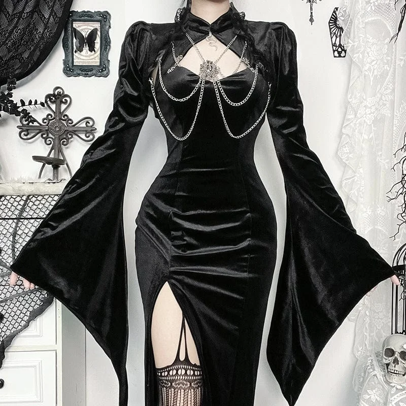 Price Blitz Women's Gothic Spider Chain Ruffled Cape