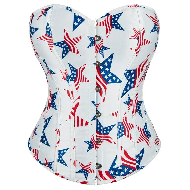 Hurry In Women's Gothic Star Printed Lace-up Overbust Corset