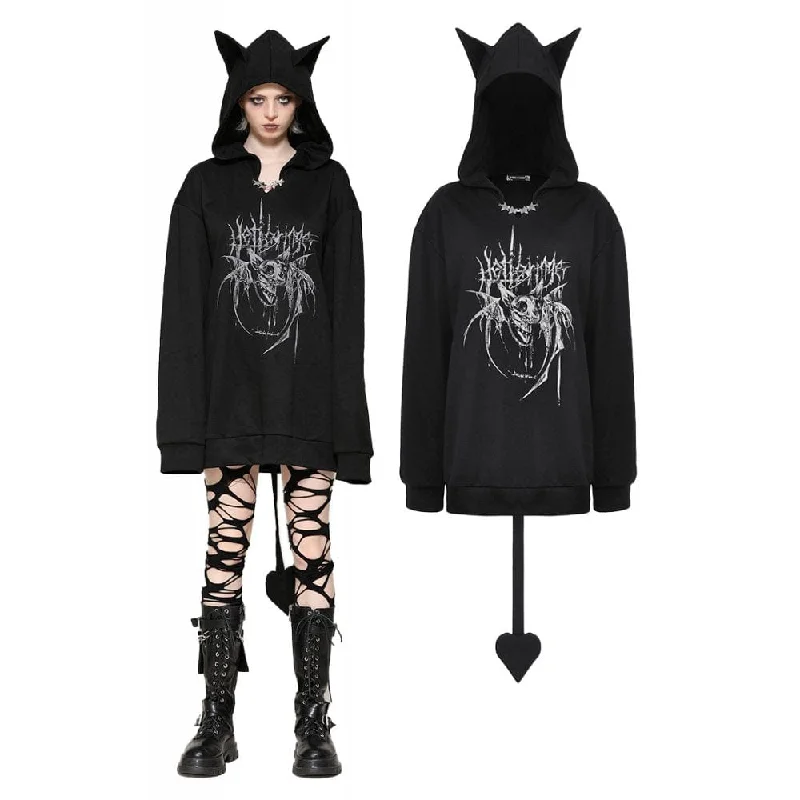 Price Buster Women's Punk Star Studs Bat Ear Hoodie