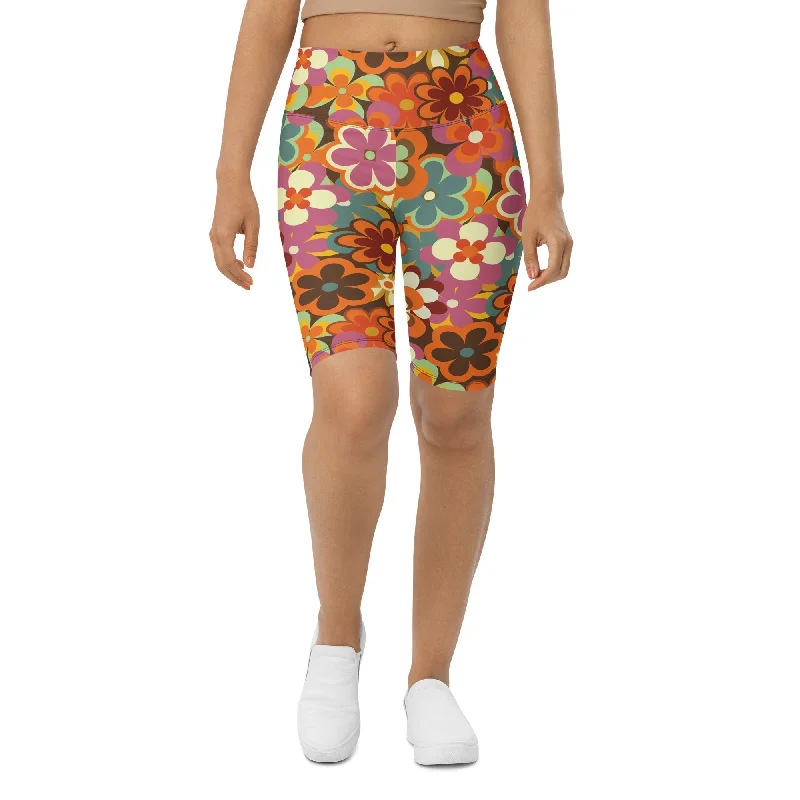 Special Discount 70s Flower Pattern Biker Shorts