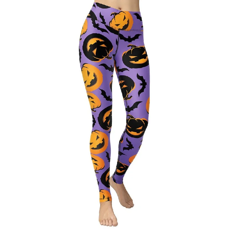 Price Cut Bats and Jack O'Lanterns Yoga Leggings