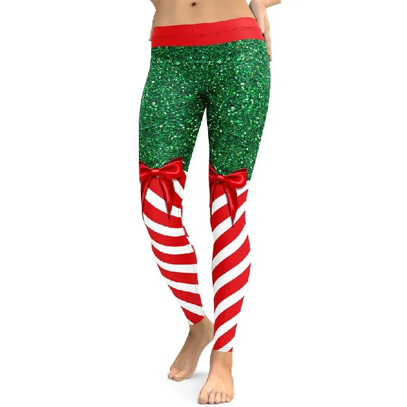 Candy Stripe Christmas Leggings