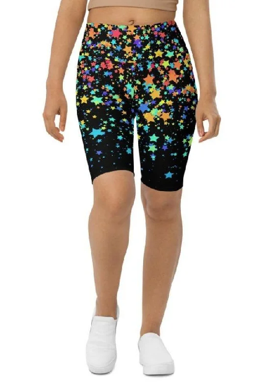 Stock Clearance Colorful Gradient Stars Biker Shorts