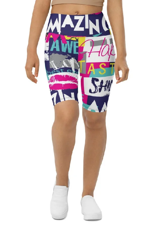 Exclusive Deal Cool Slogan Biker Shorts