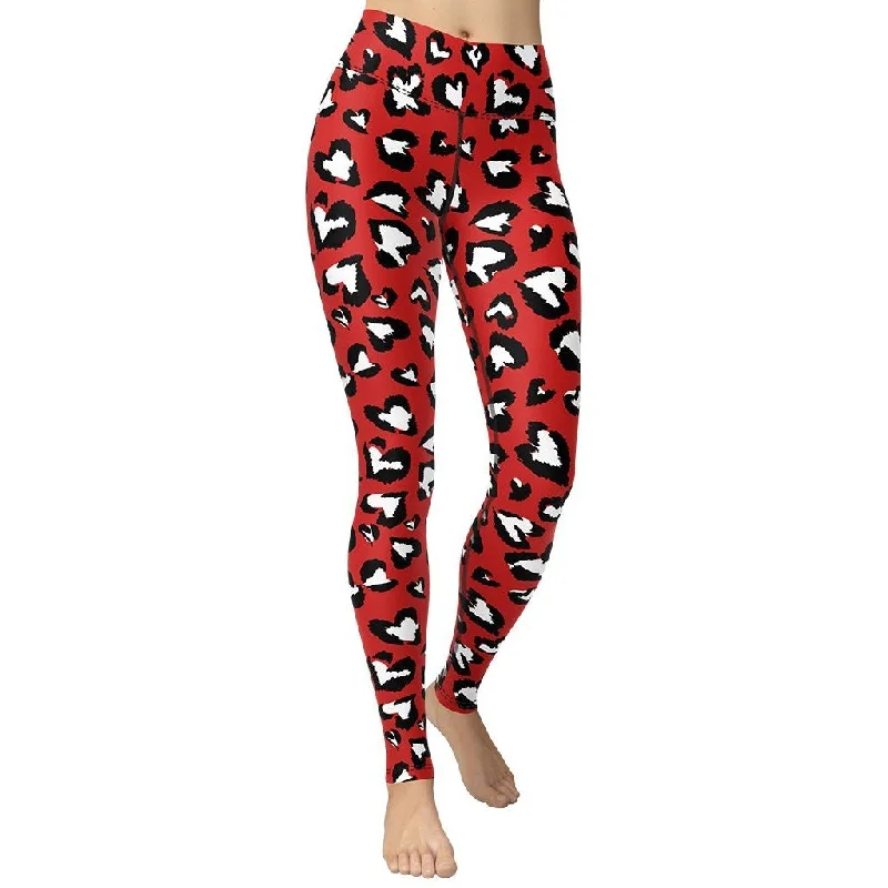 Leopard Hearts Yoga Leggings