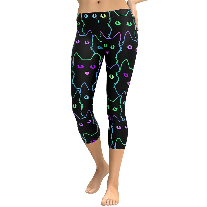 Mystic Halloween Cats Capris