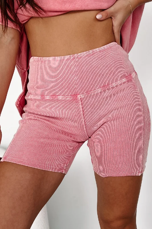 Members Only Staying In My Lane Ribbed Biker Short (Fuchsia)