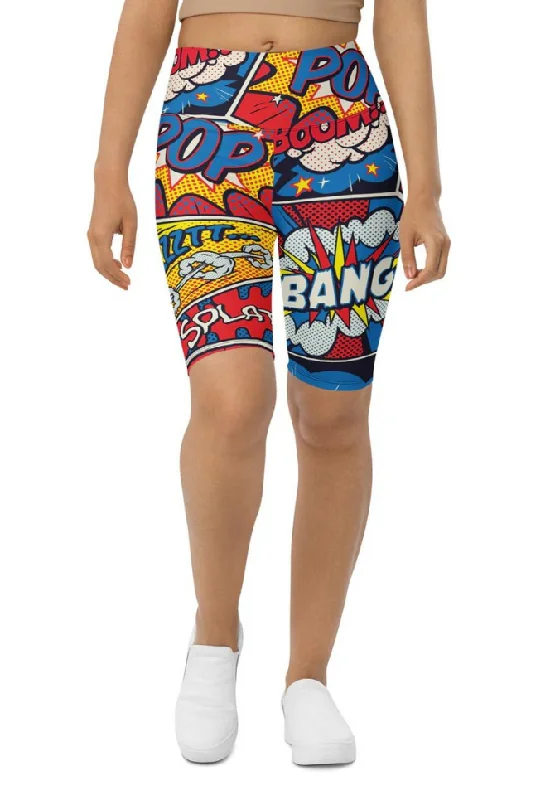 Shop and Save Superhero Comics Biker Shorts