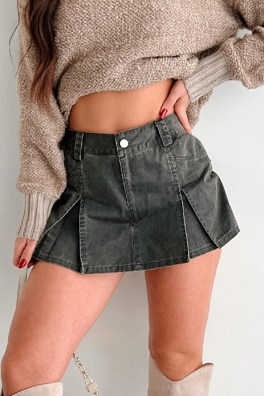 Today Only Total Nonsense Pleated Denim Skort (Washed Grey)