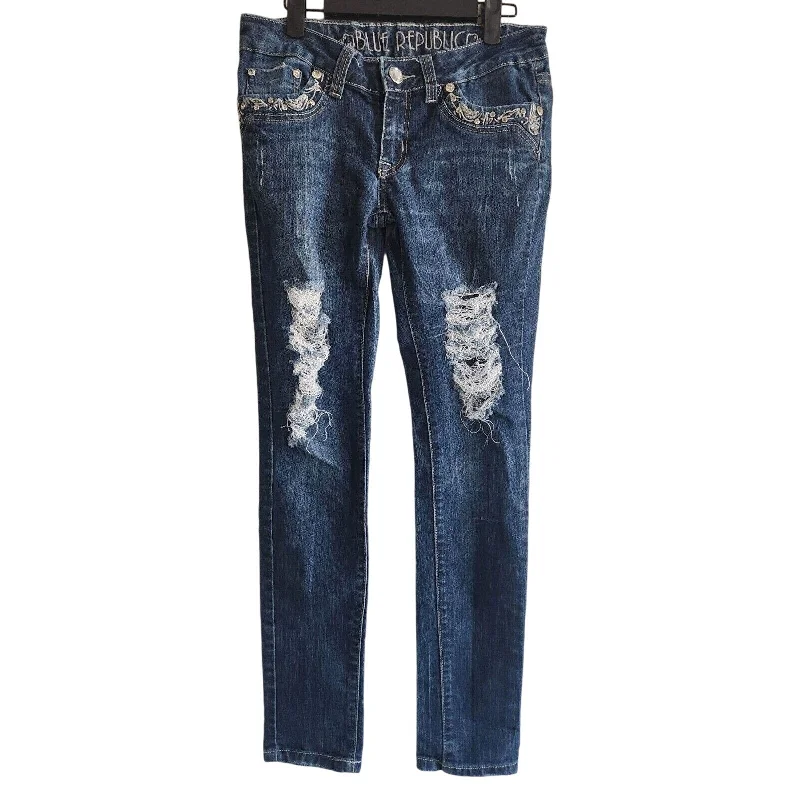 Huge Discounts Blue Republic Womens Sz 5 Heavily Distressed Skinny Blue Jeans