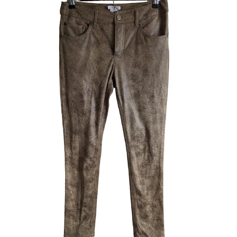 Don't Miss Eric Womens Sz 4 Faux Leather Pull On Leggings Brown Stretchy