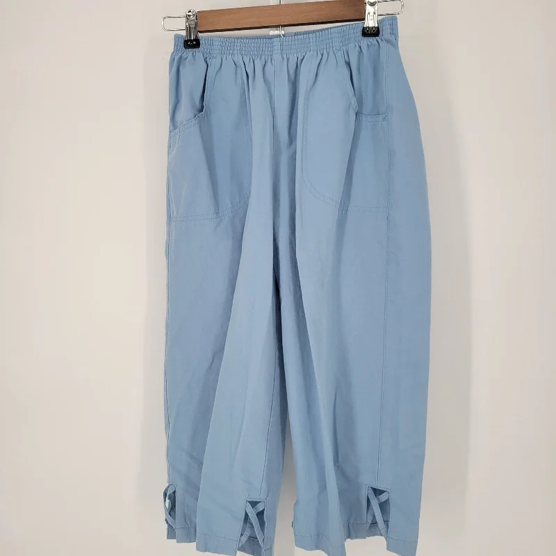 Deep Discounts Haband Womens Sz 8 Cropped Wide Leg Pull On Pants Light Blue Elastic Waist Deep Discounts Haband Womens Sz 8 Cropped Wide Leg Pull On Pants Light Blue Elastic Waist