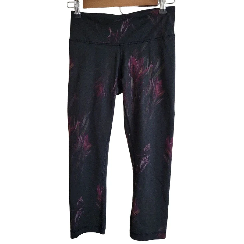 Sale Event Lululemon Womens Sz 4 Black Floral Wunder Under Crop Leggings