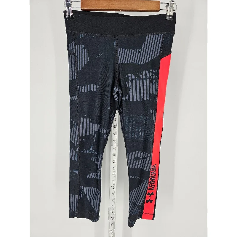 Clearance Sale Under Armour Womens Sz S Cropped Compression Athletic Leggings Black Pink