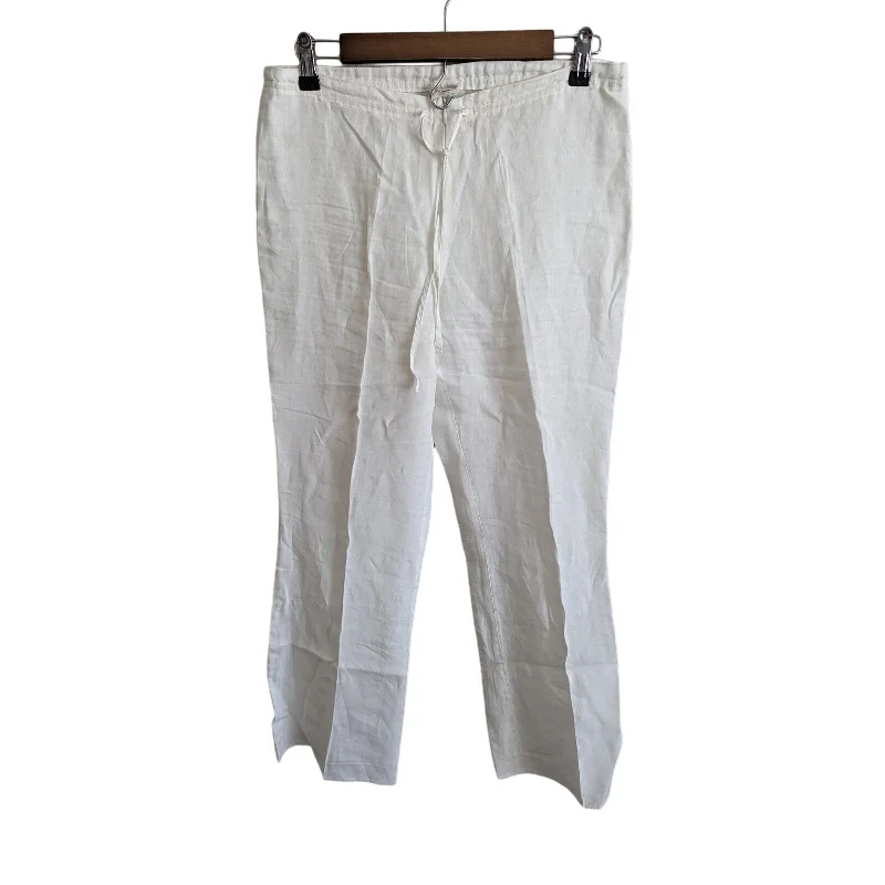 One-DAY Sale Vintage Lola Womens Sz 38 100% Linen Pull On Wide Leg Casual Pants White One-DAY Sale Vintage Lola Womens Sz 38 100% Linen Pull On Wide Leg Casual Pants White