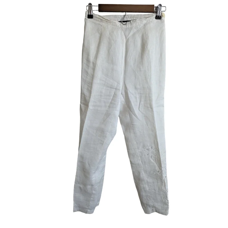 Final Sale Vintage Silkland Womens Sz 6 White 100% Ramie Straight Leg Pants