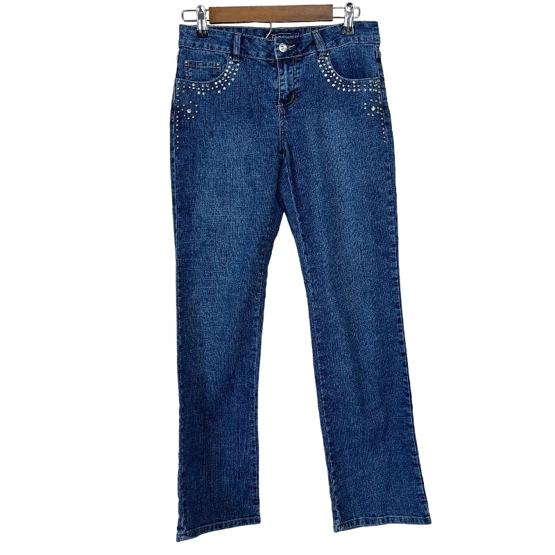 Don't Wait Vintage Y2K Baccini Womens Sz 4 Straight Leg Blue Jeans Rhinestones