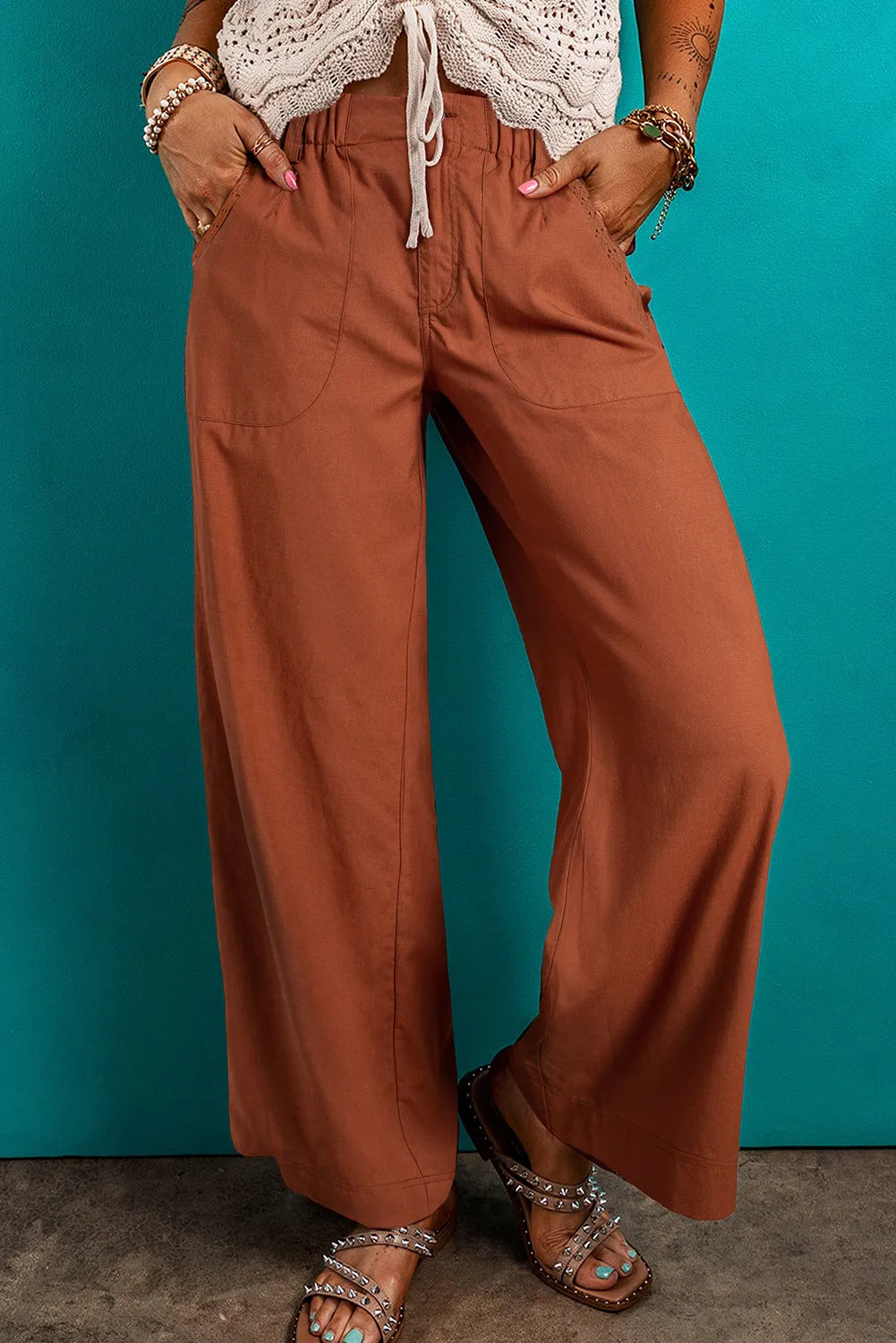 Members Only Wide Leg Pants with Pockets