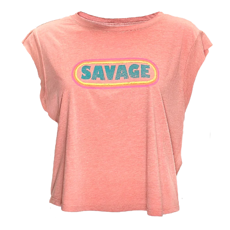 Customer Appreciation Sale Women's Cut Off Sleeveless Crop-T - Retro Chick - Sunset