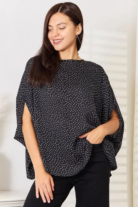 Extra Savings Printed Dolman Sleeve Round Neck Blouse