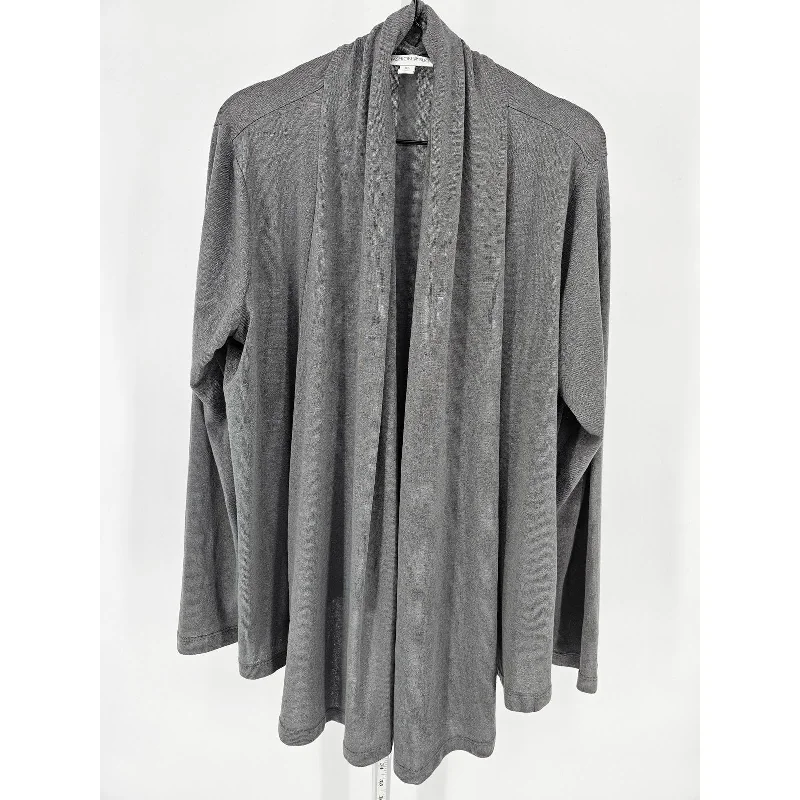 Super Sale Fashion Bug Womens Sz XL Open Front Cardigan Sweater Gray Draped Long Sleeve