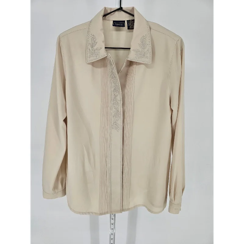Best Deals Laura Scott Womens 10 Long Sleeve Button Up Dress Shirt Ivory Floral Embroidered Best Deals Laura Scott Womens 10 Long Sleeve Button Up Dress Shirt Ivory Floral Embroidered
