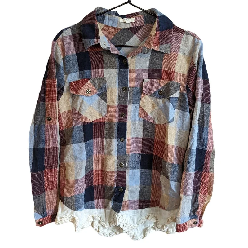 Today’s Special Promesa USA Womens Sz S Button Front Plaid Shirt 100% Cotton