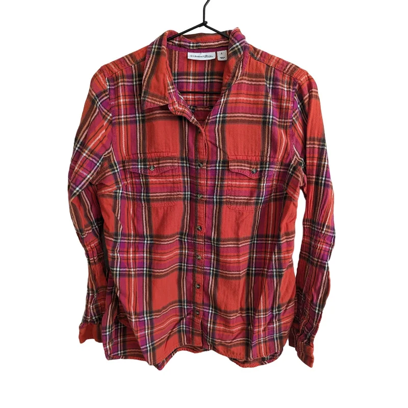 Fantastic Deals St Johns Bay Womens Sz L Long Sleeve Button Down Plaid Flannel Shirt Red Fantastic Deals St Johns Bay Womens Sz L Long Sleeve Button Down Plaid Flannel Shirt Red
