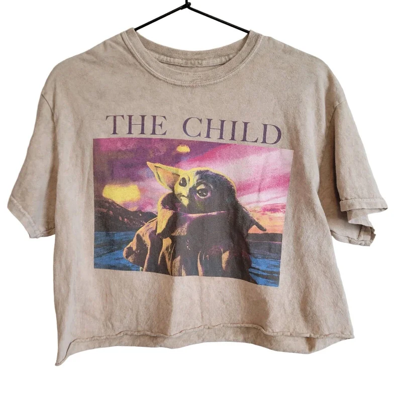 Weekend Deal Star Wars Fifth Sun Womens Sz M Mandalorian Crop T Shirt Baby Yoda