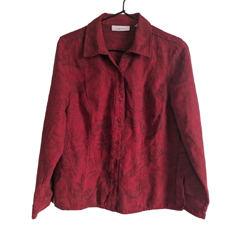 Discount Extravaganza Tantrums Womens Sz M Long Sleeve Button Up Blouse Red Floral Vintage Discount Extravaganza Tantrums Womens Sz M Long Sleeve Button Up Blouse Red Floral Vintage
