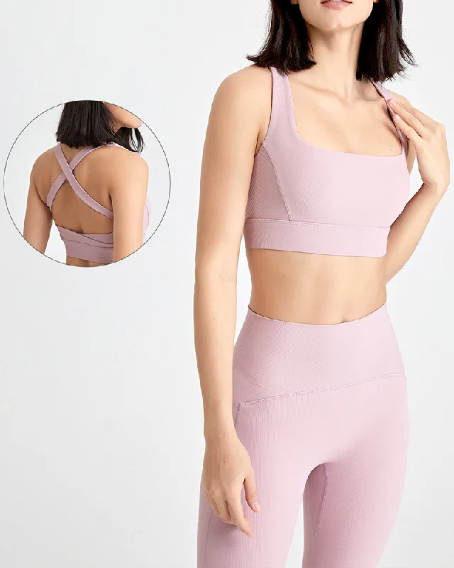 Deal Zone Women Solid Color Square Collar Sports Bra S-XL